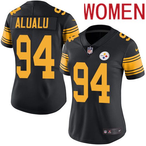 Women Pittsburgh Steelers #94 Tyson Alualu Nike Black Vapor Limited Rush NFL Jersey